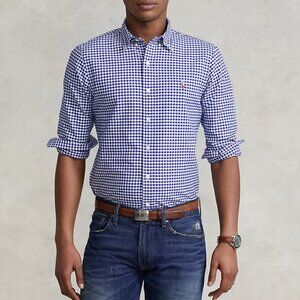 Ralph Lauren Navy and White contemporary gingham button down Checkered Shirt XL